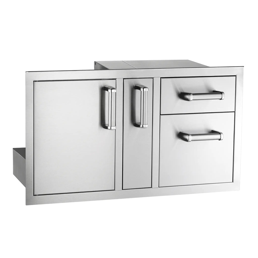 Fire Magic Premium Access Door with Platter Storage and Double Drawers on a white background