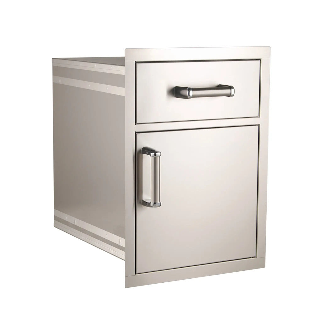 Fire Magic Premium Medium Pantry Door and Drawer Combo on a white background at an angle