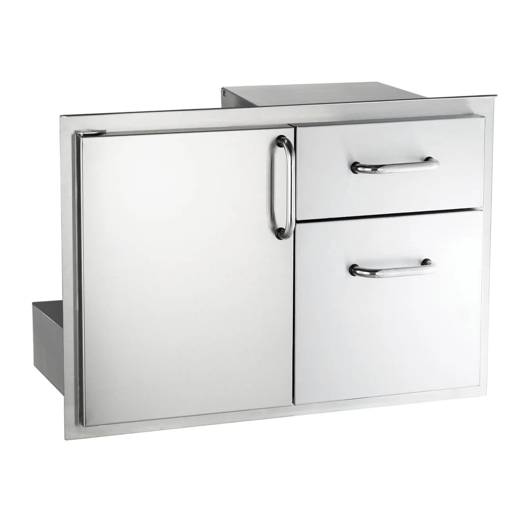 Fire Magic Select Access Door with Double Drawers on a white background at an angle