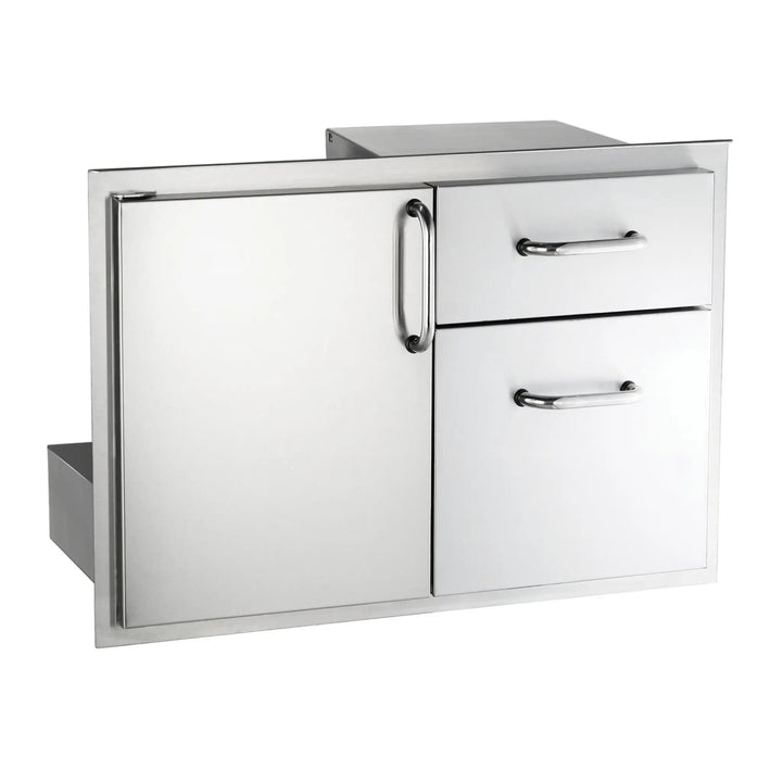 Fire Magic Select Access Door with Double Drawers on a white background at an angle
