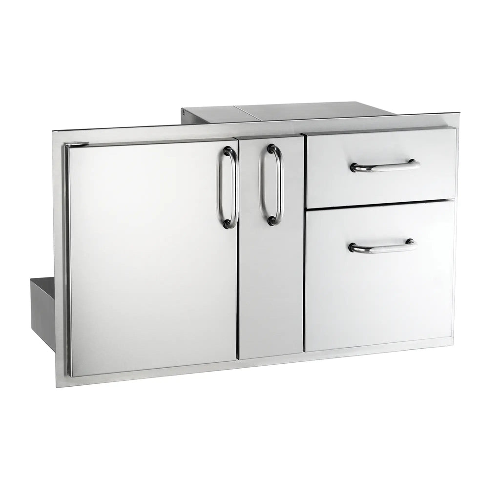 Fire Magic Select Access Door with Platter Storage and Double Drawers on  white background shot
