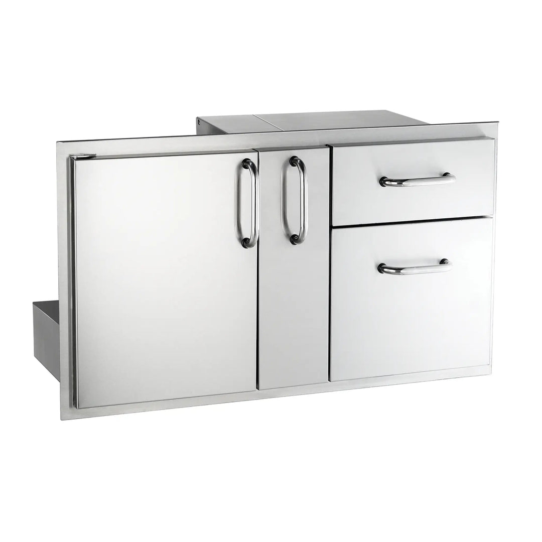 Fire Magic Select Access Door with Platter Storage and Double Drawers on  white background shot