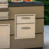 Fire Magic Select Double Drawer installed into an outdoor kitchen setup closeup