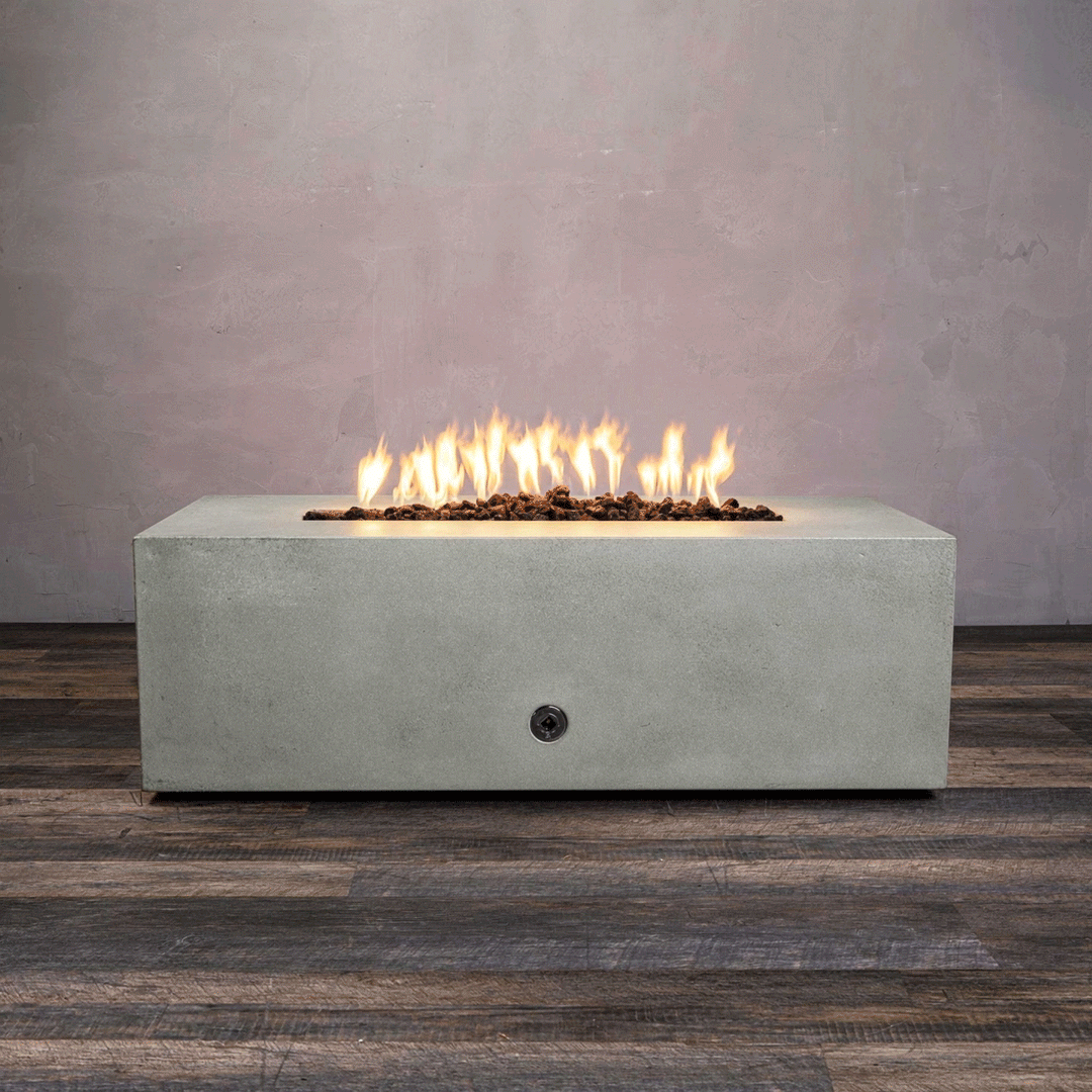 48" x 32" Rectangle Gravity Concrete (GFRC) Fire Pit - Propane Gas Hardline - Flame Sense with Spark Ignition System - Natural Gray by Starfire Designs
