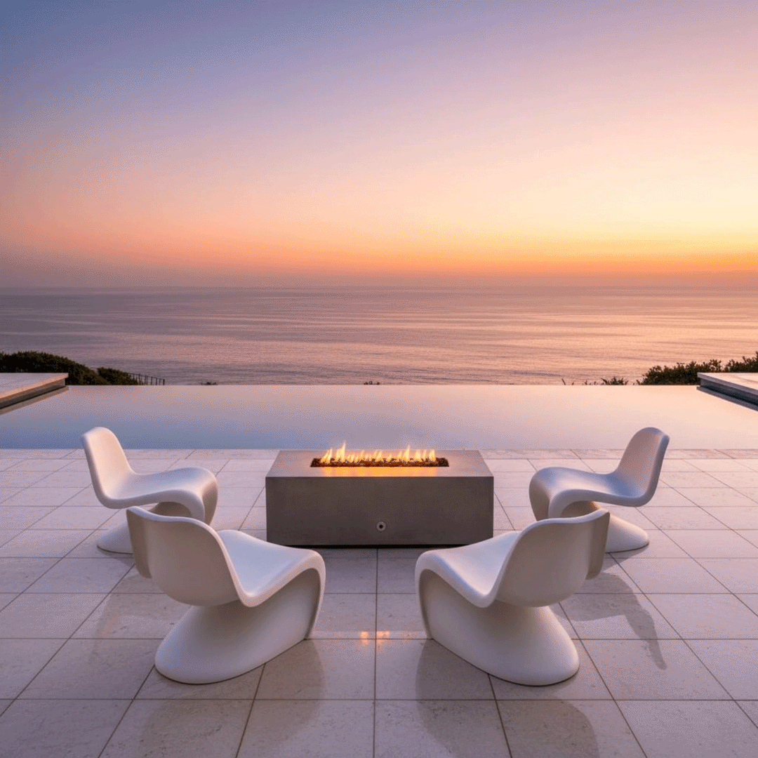 48" x 32" Rectangle Gravity Concrete (GFRC) Fire Pit - Propane Gas Hardline - Flame Sense with Spark Ignition System - Natural Gray by Starfire Designs