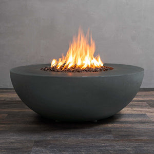 45" Round Gravity Concrete (GFRC) Fire Pit - Natural Gas - Push Button Spark Ignition - Graphite by Starfire Designs