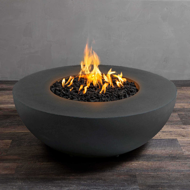 45" Round Gravity Concrete (GFRC) Fire Pit - Natural Gas - Push Button Spark Ignition - Graphite by Starfire Designs