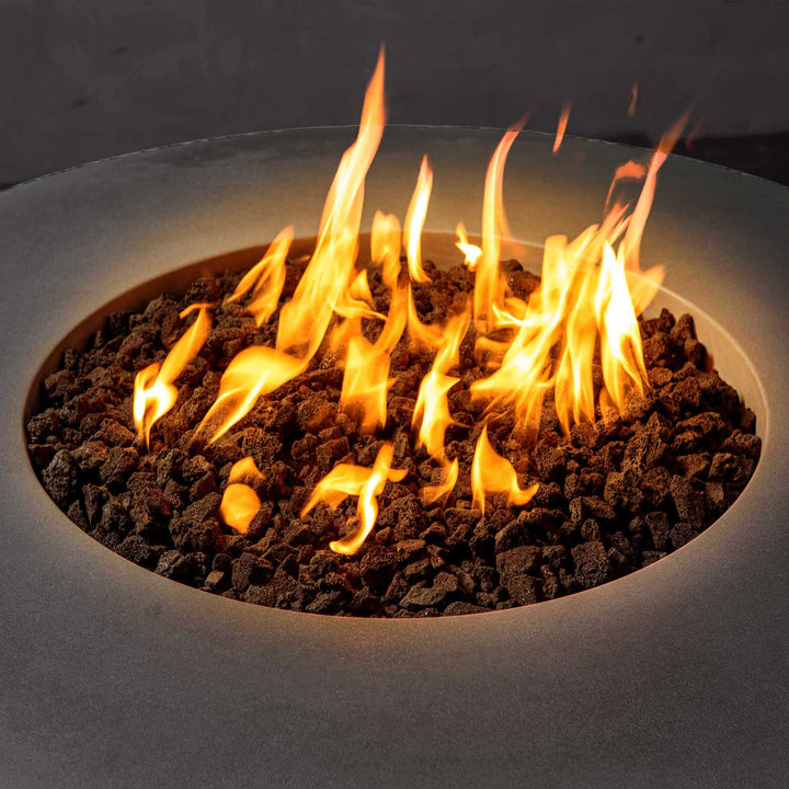 45" Round Gravity Concrete (GFRC) Fire Pit - Natural Gas - Push Button Spark Ignition - Graphite by Starfire Designs
