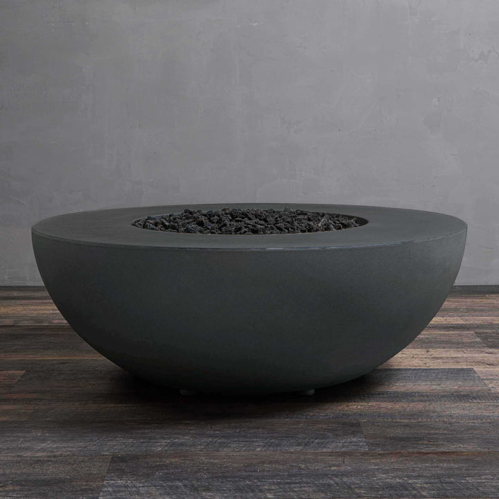 45" Round Gravity Concrete (GFRC) Fire Pit - Natural Gas - Push Button Spark Ignition - Graphite by Starfire Designs