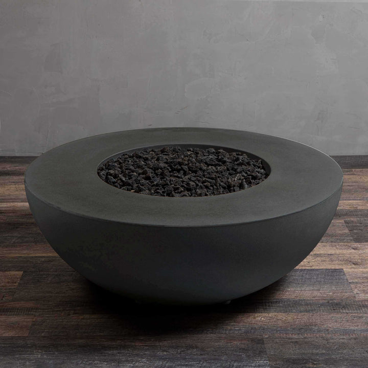 45" Round Gravity Concrete (GFRC) Fire Pit - Natural Gas - Match Lit Ignition - Graphite by Starfire Designs