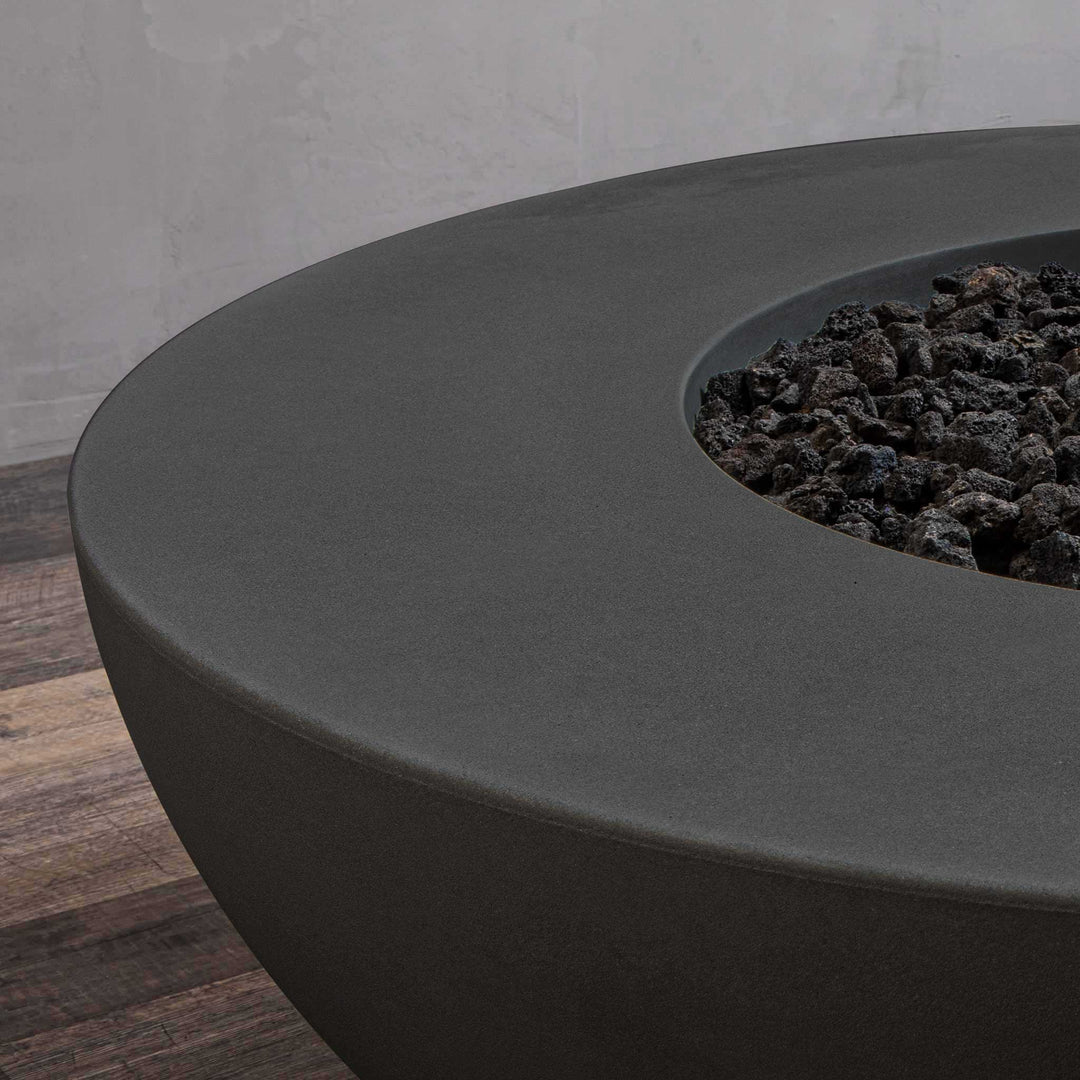 45" Round Gravity Concrete (GFRC) Fire Pit - Natural Gas - Match Lit Ignition - Graphite by Starfire Designs