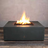 45" Square Gravity Concrete (GFRC) Fire Pit - Propane Gas Hardline - Match Lit Ignition - Graphite by Starfire Designs