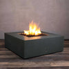 45" Square Gravity Concrete (GFRC) Fire Pit - Propane Gas Hardline - Match Lit Ignition - Graphite by Starfire Designs