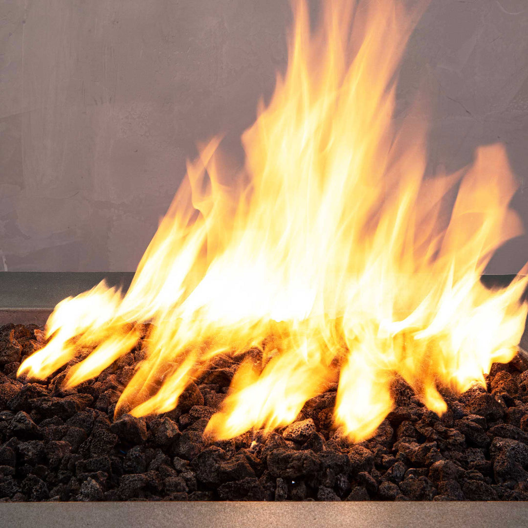 45" Square Gravity Concrete (GFRC) Fire Pit - Propane Gas Hardline - Match Lit Ignition - Graphite by Starfire Designs