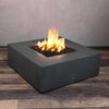45" Square Gravity Concrete (GFRC) Fire Pit - Propane Gas Hardline - Match Lit Ignition - Graphite by Starfire Designs
