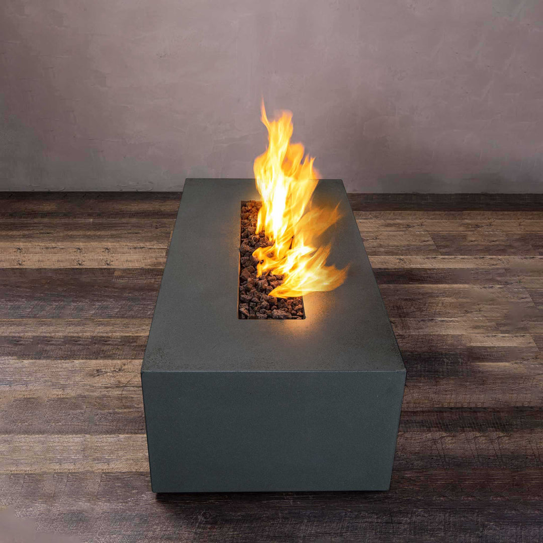 48" x 32" Rectangle Gravity Concrete (GFRC) Fire Pit - Natural Gas - 110V Electronic Ignition System - Graphite by Starfire Designs
