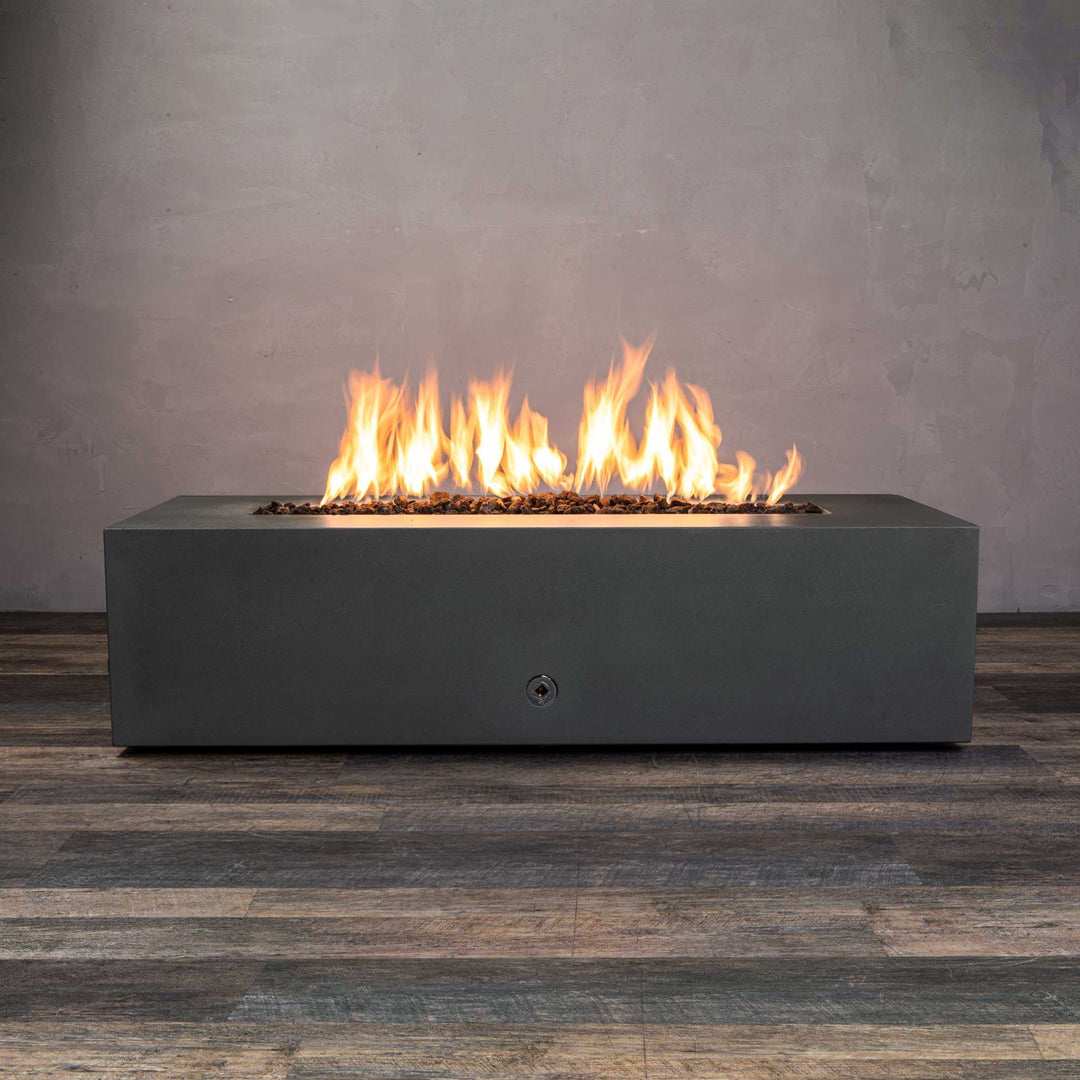 60" x 24" Rectangle Gravity Concrete (GFRC) Fire Pit - Propane Gas Hardline - 110V CSA On/Off Electronic Ignition System - Graphite by Starfire Designs