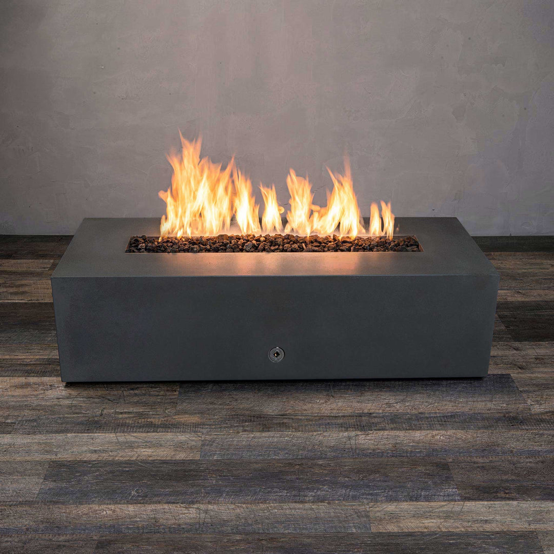 60" x 24" Rectangle Gravity Concrete (GFRC) Fire Pit - Propane Gas Hardline - 110V CSA On/Off Electronic Ignition System - Graphite by Starfire Designs