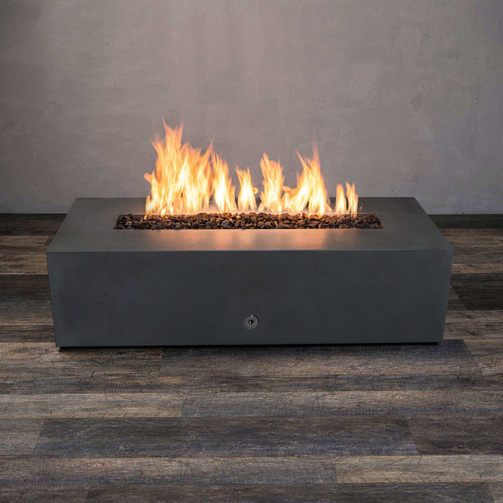 60" x 24" Rectangle Gravity Concrete (GFRC) Fire Pit - Propane Gas Hardline - 110V CSA On/Off Electronic Ignition System - Graphite by Starfire Designs