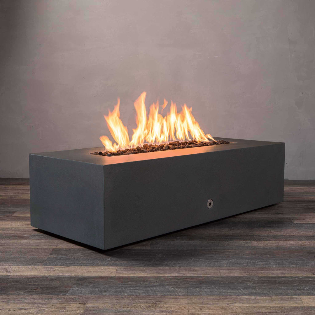 60" x 24" Rectangle Gravity Concrete (GFRC) Fire Pit - Propane Gas Hardline - 110V CSA On/Off Electronic Ignition System - Graphite by Starfire Designs