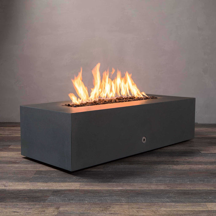 60" x 24" Rectangle Gravity Concrete (GFRC) Fire Pit - Propane Gas Hardline - 110V CSA On/Off Electronic Ignition System - Graphite by Starfire Designs