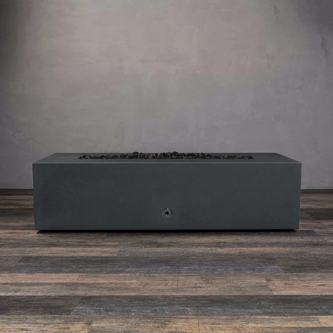 60" x 24" Rectangle Gravity Concrete (GFRC) Fire Pit - Propane Gas Hardline - Flame Sense with Spark Ignition System - Graphite by Starfire Designs