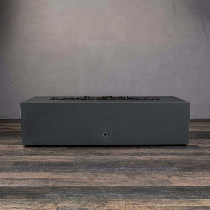 60" x 24" Rectangle Gravity Concrete (GFRC) Fire Pit - Propane Gas Hardline - Flame Sense with Spark Ignition System - Graphite by Starfire Designs