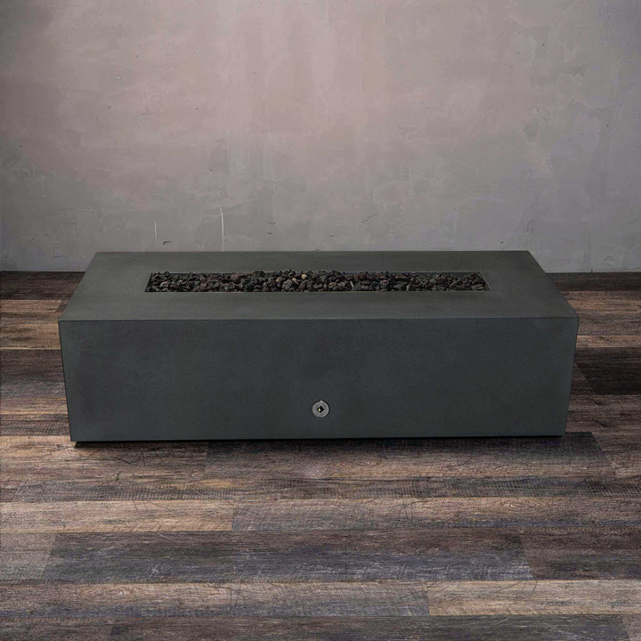 60" x 24" Rectangle Gravity Concrete (GFRC) Fire Pit - Natural Gas - Match Lit Ignition - Graphite by Starfire Designs