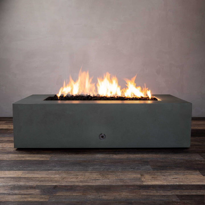 60" x 32" Rectangle Gravity Concrete (GFRC) Fire Pit - Natural Gas - 110V CSA On/Off Electronic Ignition System - Graphite by Starfire Designs