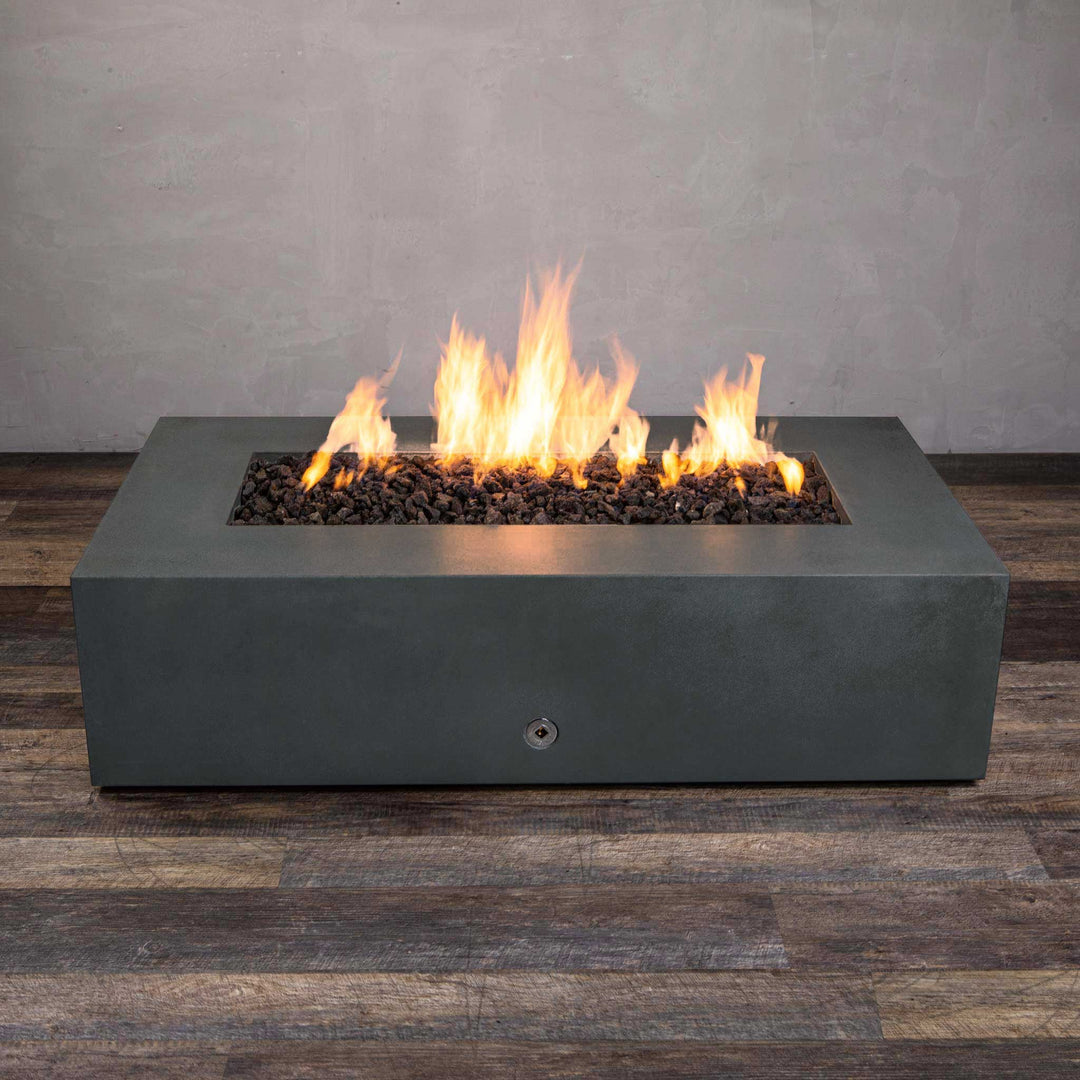 60" x 32" Rectangle Gravity Concrete (GFRC) Fire Pit - Natural Gas - 110V CSA On/Off Electronic Ignition System - Graphite by Starfire Designs