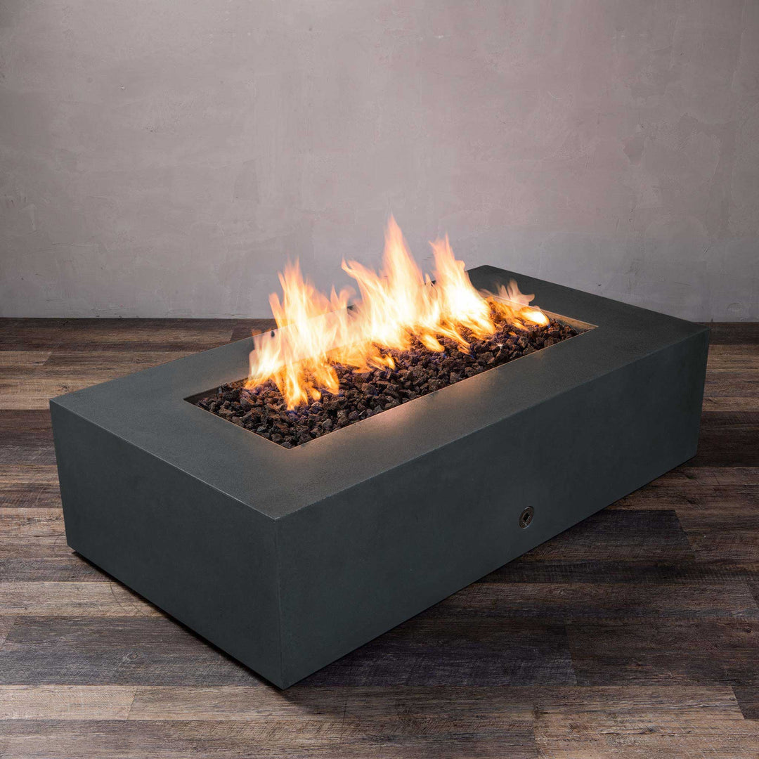 60" x 32" Rectangle Gravity Concrete (GFRC) Fire Pit - Natural Gas - Flame Sense with Spark Ignition System - Graphite by Starfire Designs