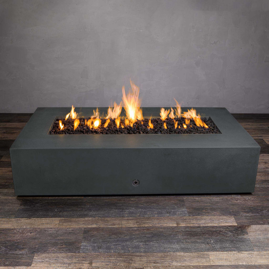 72" x 38" Rectangle Gravity Concrete (GFRC) Fire Pit - Natural Gas - 110V CSA On/Off Electronic Ignition System - Graphite by Starfire Designs
