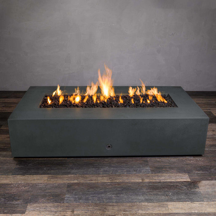 72" x 38" Rectangle Gravity Concrete (GFRC) Fire Pit - Natural Gas - 110V CSA On/Off Electronic Ignition System - Graphite by Starfire Designs