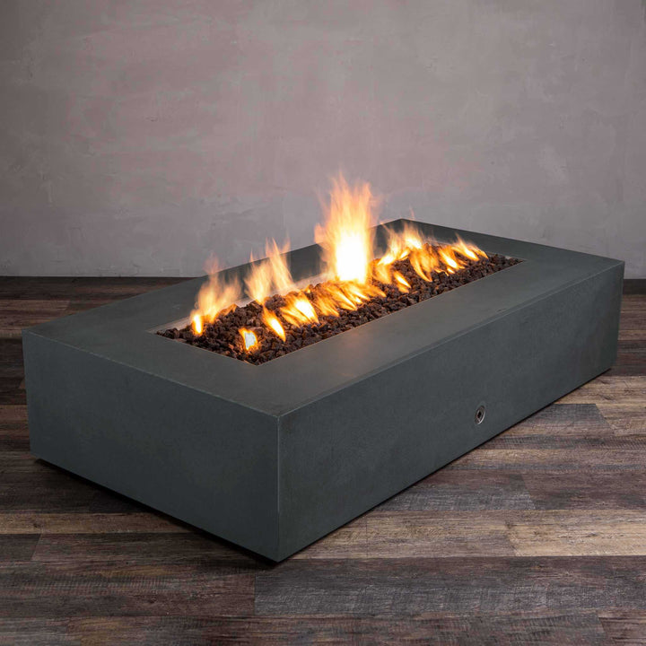 72" x 38" Rectangle Gravity Concrete (GFRC) Fire Pit - Natural Gas - Flame Sense with Spark Ignition System - Graphite by Starfire Designs