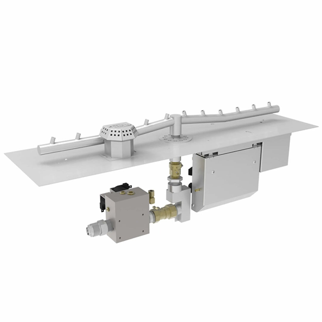 HPC Fire Inspired Linear Flat Torpedo T-Burner with On/Off electronic ignition, featuring precision stainless steel construction and professional-grade components for custom outdoor fire pits.