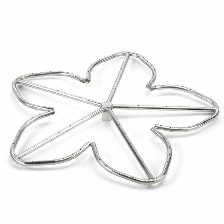 Polished stainless steel HPC Fire Penta burner with unique five-lobe design for even flame distribution and efficient gas flow / ideal for creating natural-looking fires in custom fire pits.