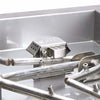 Detailed close-up of the HPC Fire blow-out box, showcasing the rugged stainless steel construction and protective housing for the Torpedo Penta Burner ignition components. This image highlights the meticulous craftsmanship and safety-first engineering that help ensure reliable performance in wind-prone outdoor environments.