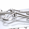 Close-up view of the precision-welded Penta-shaped stainless steel burner by HPC Fire, showcasing the clean craftsmanship and flame port details that provide a tall, natural-looking flame pattern.