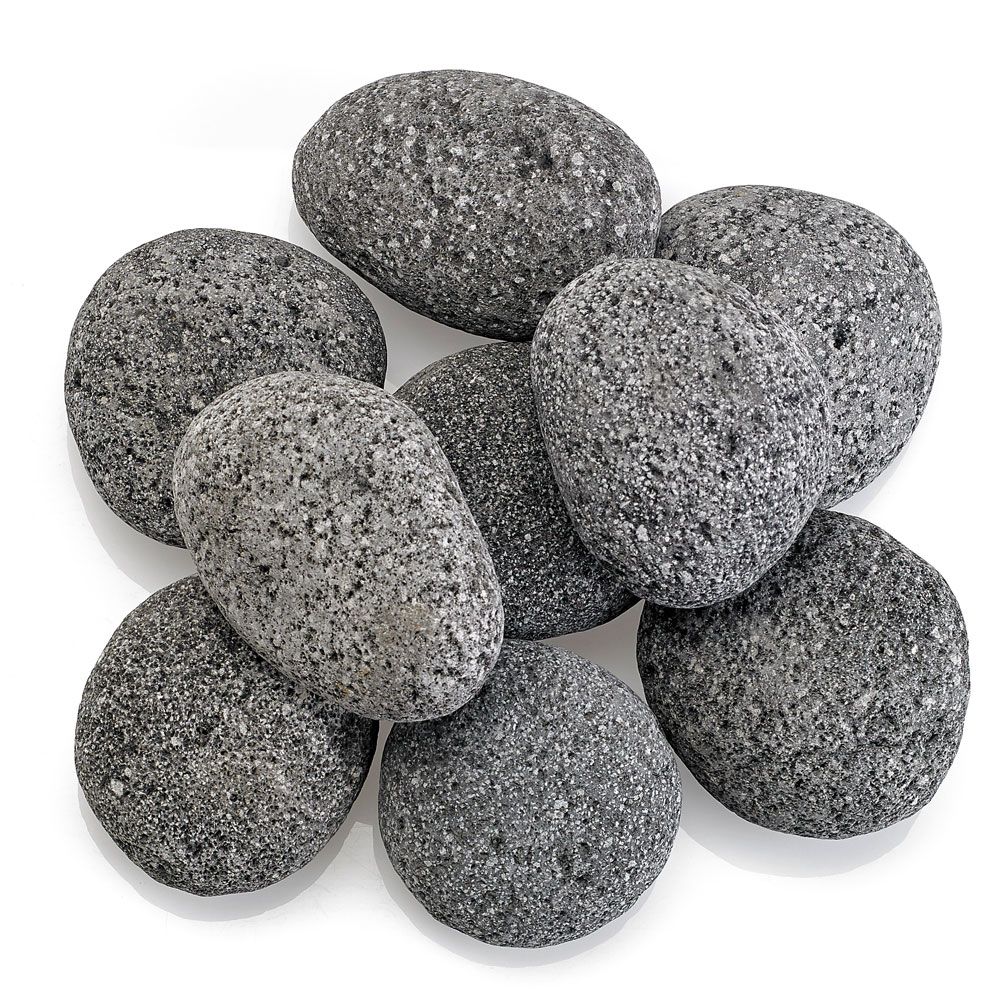Large natural lava stones in deep gray and black hues with a rugged, porous texture—ideal for adding a bold, earthy aesthetic to fire pits, fireplaces, and outdoor design projects.
