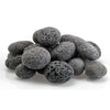 Medium-sized gray lava stones with natural porous texture, shown in a clean pile—ideal for use in fire pits and fireplaces to enhance airflow, flame visibility, and modern design appeal.