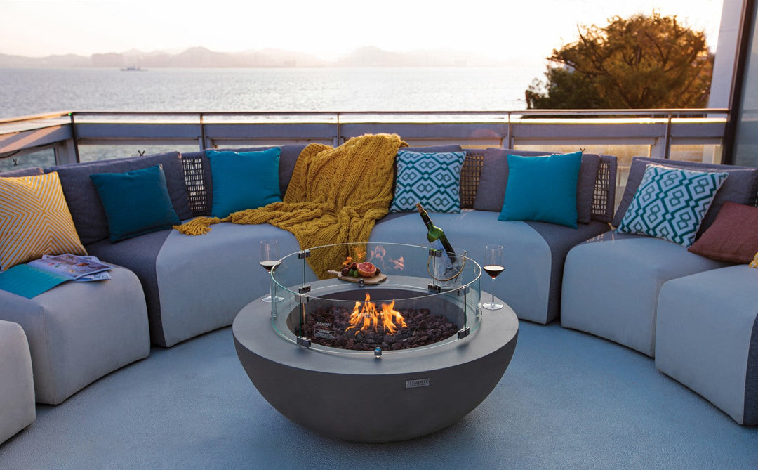 42" Round Lunar Concrete Fire Bowl by Elementi