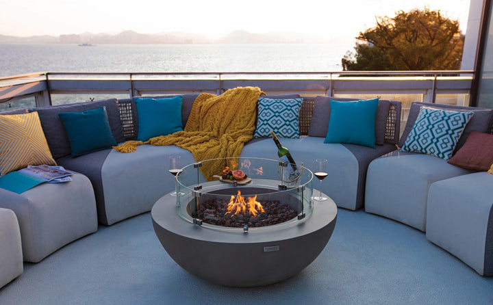 42" Round Lunar Concrete Fire Bowl by Elementi
