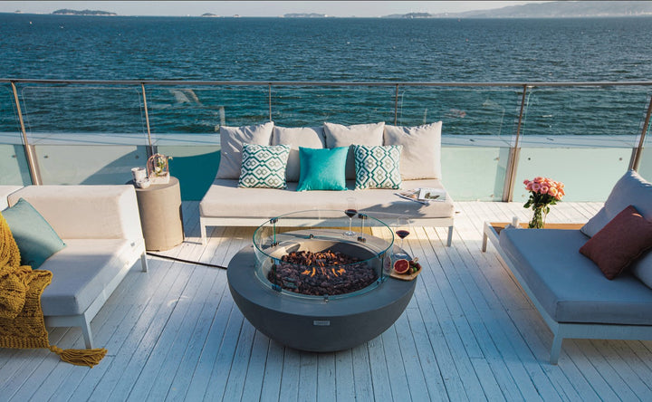 42" Round Lunar Concrete Fire Bowl by Elementi