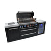 Deluxe 6-Burner with Refrigerator, Side Burner, and Rotisserie Kit Black Stainless Steel Propane Gas BBQ Island Grill - MAi805-BSSFC by Mont Alpi