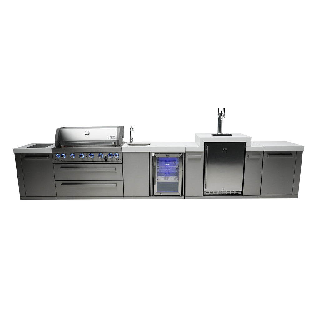 6-Burner with Kegerator and Beverage Center Stainless Steel Propane Gas BBQ Island Grill - MAi805-KEGBEV by Mont Alpi