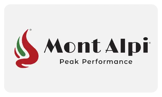 The Mont Alpi logo featuring the brand name in green and red with a stylized flame icon, representing their premium outdoor kitchen and grilling products.