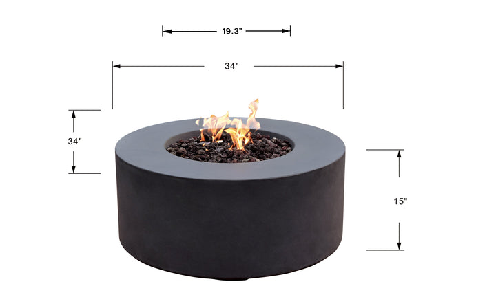 34" Round Venice Propane Gas Fire Pit by Elementi