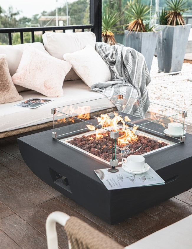 34" Square Aurora Propane Gas Fire Pit by Elementi
