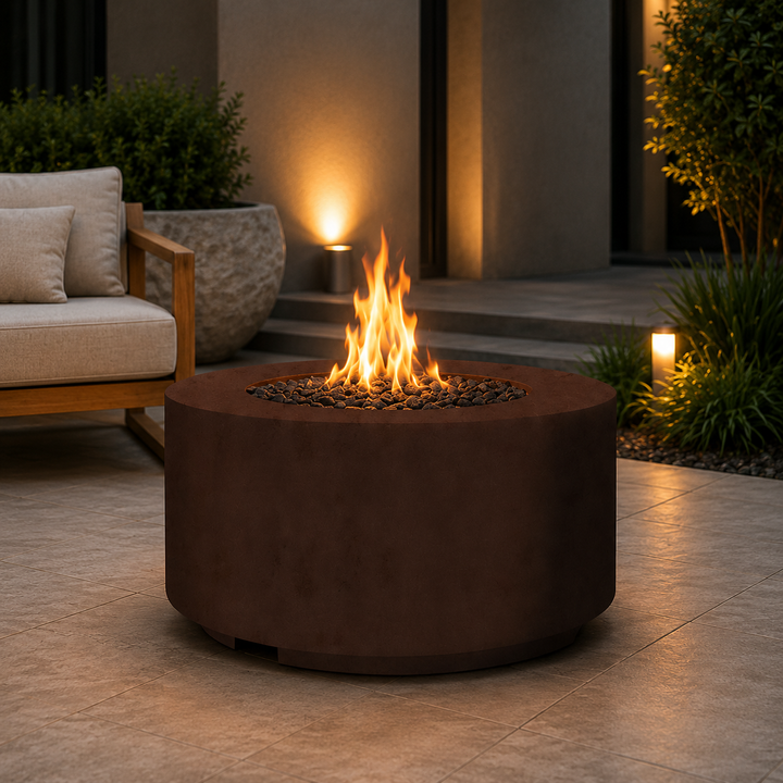 36" Round Cilindro Gas Fire Bowl by Prism Hardscapes