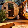 Barrel Outdoor Sauna - 6 Person w/ Harvia KIP 8kW Heater